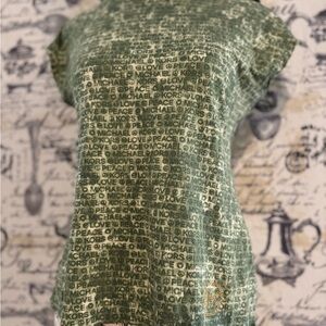 Michael Kors Green Text Print Short Sleeve Tee